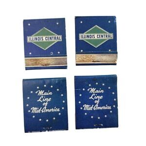 Lot 4 Vintage Illinois Central Main Line of Mid-America Matchbooks Train